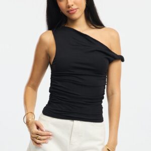 Ally Fashion Black Supersoft Top Twist Off Shoulder Black Supersoft Top Twist Off Shoulder