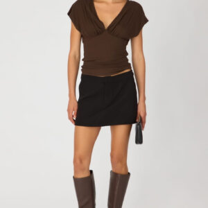 Black Tailored Mini Skirt Mid Rise