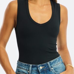 Ally Fashion Black Tank Sleeveless V-neck Black Tank Sleeveless V-neck