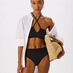 Black Textured Gingham Bikini Top Swim Piece Black Textured Gingham Bikini Top