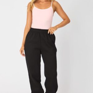 Black Track Pants Elasticated Waist