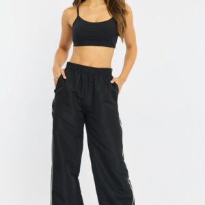 Black Track Pants Wide Leg