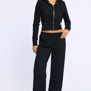 Black Track Pants Wide Leg