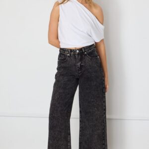 Ally Fashion Black Wide Leg Jeans High Rise