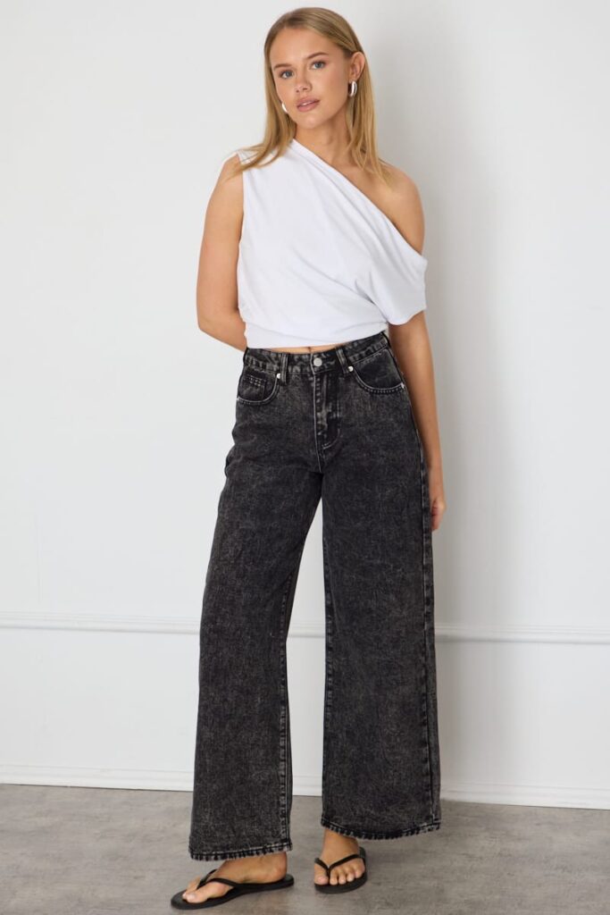 Ally Fashion Black Wide Leg Jeans High Rise Black Wide Leg Jeans High Rise