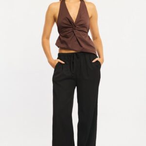 Black Wide Leg Pants Elasticated Waist