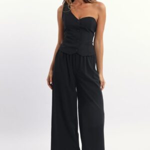 Black Wide Leg Pants Elasticated Waist