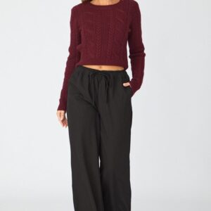 Black Wide Leg Pants Elasticated Waist