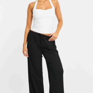 NINGBO SHINETEX IMP & EXP CO., Black Wide Leg Pants Elasticated Waist Black Wide Leg Pants Elasticated Waist