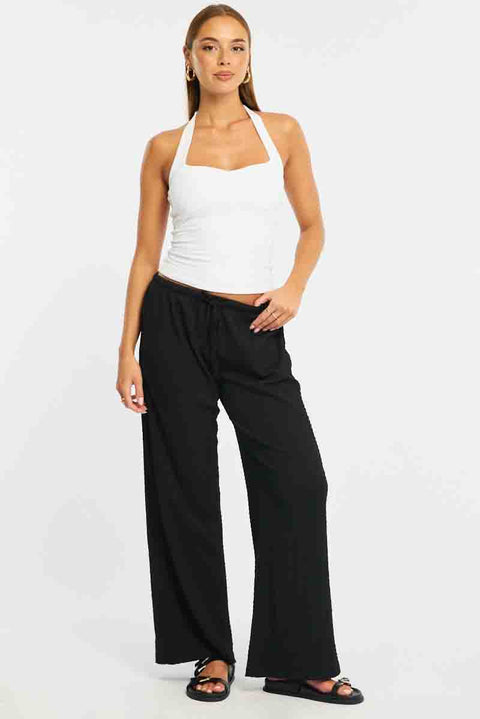 NINGBO SHINETEX IMP & EXP CO., Black Wide Leg Pants Elasticated Waist