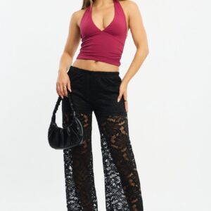 Black Wide Leg Pants Lace