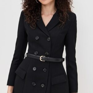 Self Portrait Black Wool Crepe Mini Dress