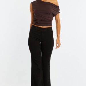 Ally Fashion Black Work Wear Pants Mid Rise