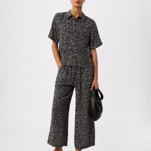Black Woven Grid Crop Trouser Black Woven Grid Crop Trouser