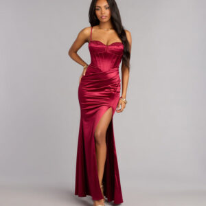 Blair Satin Corset Lace-Up Formal Dress