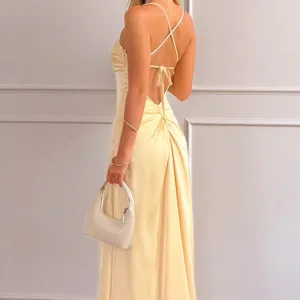 BB Exclusive Blaise Yellow Satin Maxi Dress