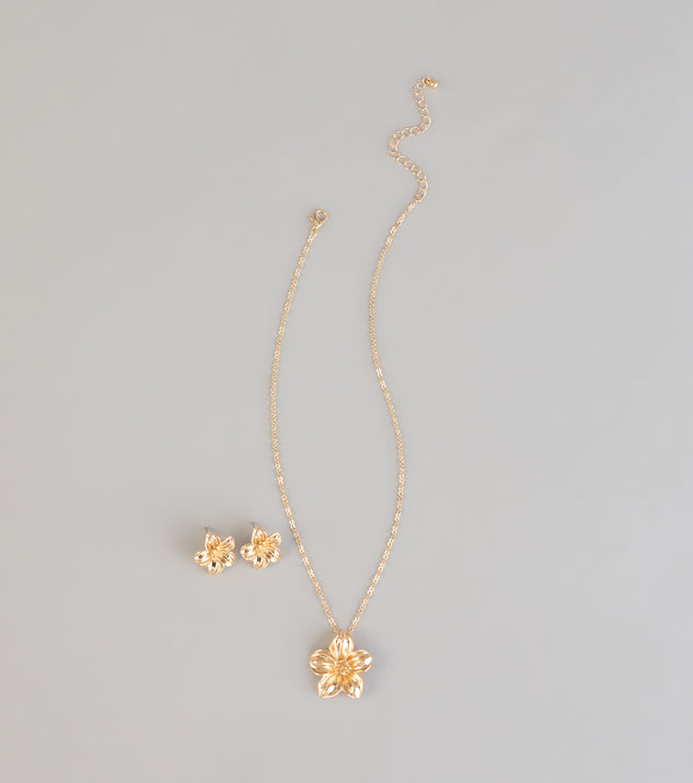 Windsor Bloom Mood Flower Necklace And Stud Earrings Set