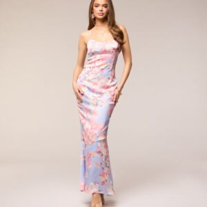 Windsor Blossom Blur Satin Floral Maxi Dress Blossom Blur Satin Floral Maxi Dress
