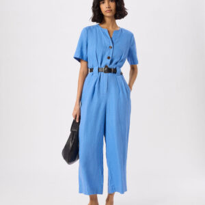 Blue Fiona Linen Button Jumpsuit