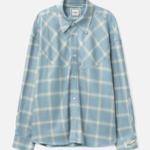Wooyoungmi Blue Gradient Check Western Shirt Blue Gradient Check Western Shirt