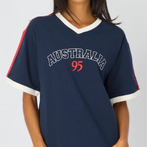 Ally Fashion Blue Graphic Tee Short Sleeve