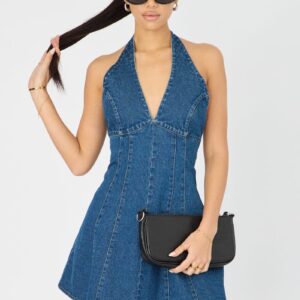 Ally Fashion Blue Halter Neck Mini Dress