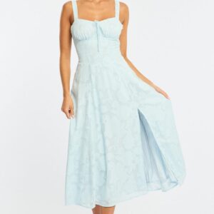 Blue Midi Dress Burn Out