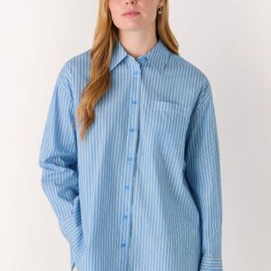 Blue Oversized Fit Stripe Shirt