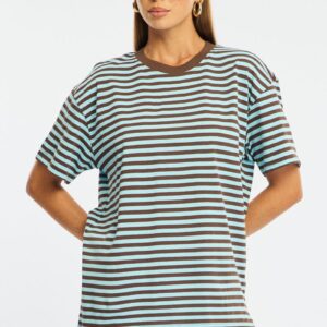 Blue Stripe Oversized Tee Short Sleeve
