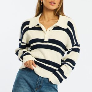 Blue Stripe Striped Knit Jumper