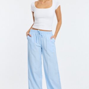 Blue Stripe Wide Leg Pants