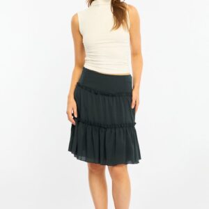 Ally Fashion Blue Tiered Midi Skirt Mid Rise Textured