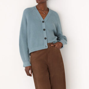Blue V Neck Cotton Cardigan Blue V Neck Cotton Cardigan