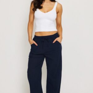 Blue Wide Leg Pants Elasticated Waist