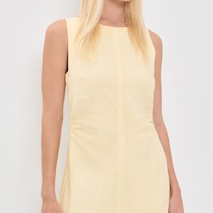 Boat Neck Linen Mini Dress