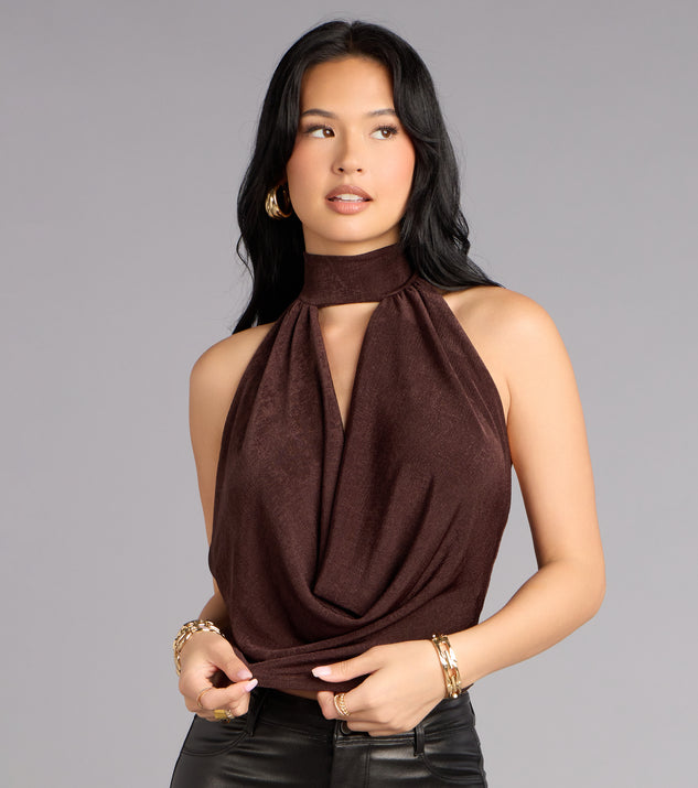 Windsor Bold Allure Cowl Neck Open Back Top