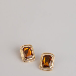 Bold Detail Statement Stone Stud Earrings