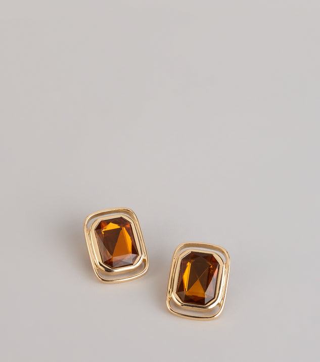 Windsor Bold Detail Statement Stone Stud Earrings