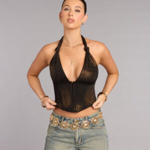 Windsor Bold Instinct Animal Print Halter Corset Top Bold Instinct Animal Print Halter Corset Top
