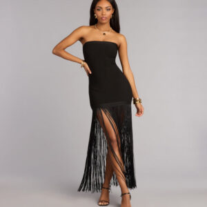 Windsor Bold Moves Fringe Bandage Maxi Dress