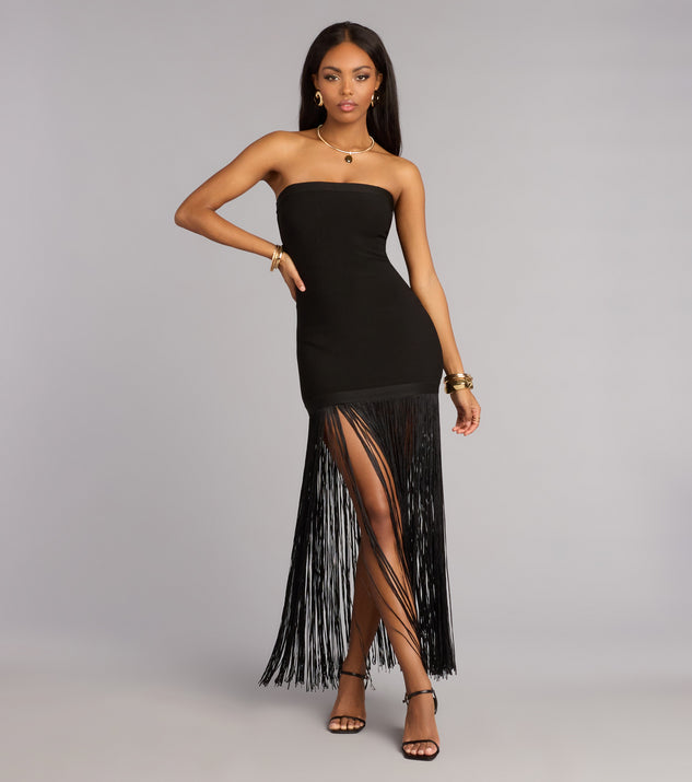 Windsor Bold Moves Fringe Bandage Maxi Dress