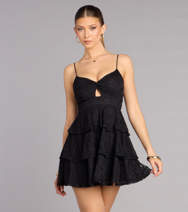 Windsor Boldly Sweet Lace Ruffle Mini Dress