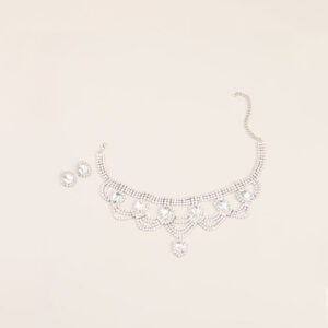 Booked to Dazzle Rhinestone Choker And Earrings