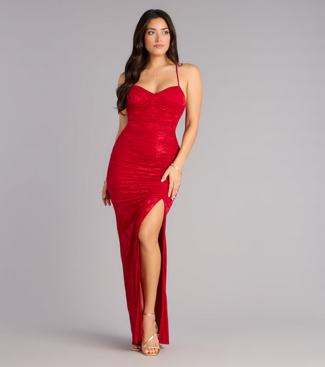 Windsor Braelyn Lace Slit Formal Dress