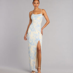 Windsor Brandy Floral Beaded Slit Formal Dress Brandy Floral Beaded Slit Formal Dress