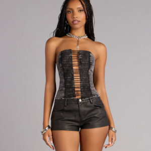 Windsor Break the Rules Lace Up Denim Corset Top Break the Rules Lace Up Denim Corset Top