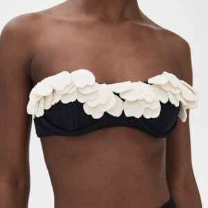 PatBO Breeze Jacquard Flower Applique Bikini Top
