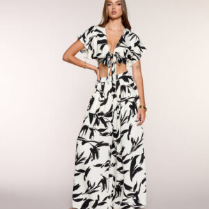 Breezy Vibe Tropical Print Palazzo Pants