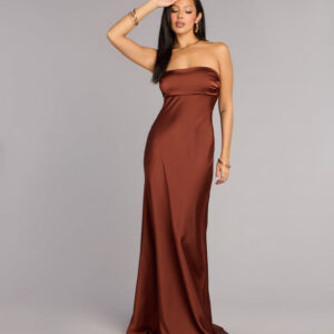 Brienna Satin Tie A-Line Formal Dress