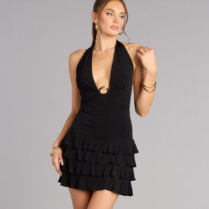Windsor Bring The Drama Ruffle Halter Dress Bring The Drama Ruffle Halter Dress